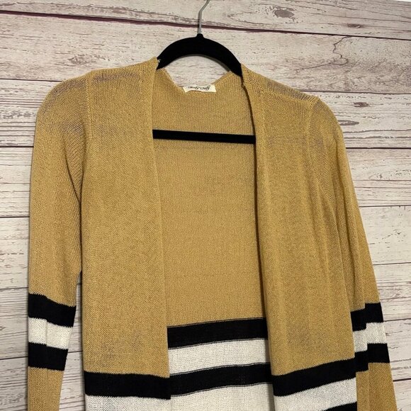Hoity Toity‎ Tan Cardigan w Black White Stripe Small - Picture 4 of 7